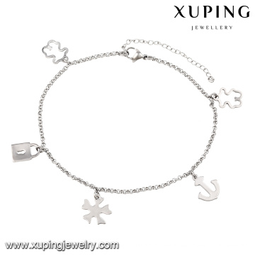 74510-xuping moda joyería india acero amor moda anklet, color plata diseño anklet